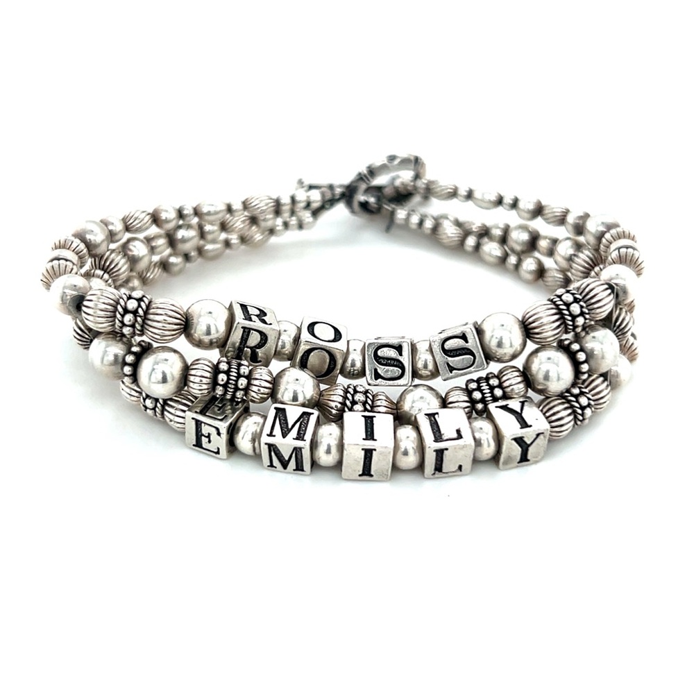 Silver 925 Beaded Name Ross‎ Emily Bracelet